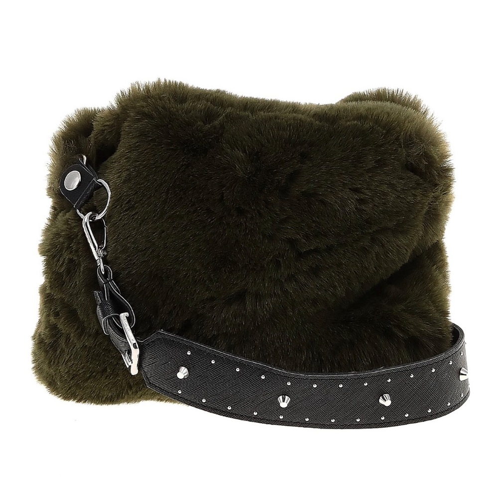 O Bag green fuzzy purse